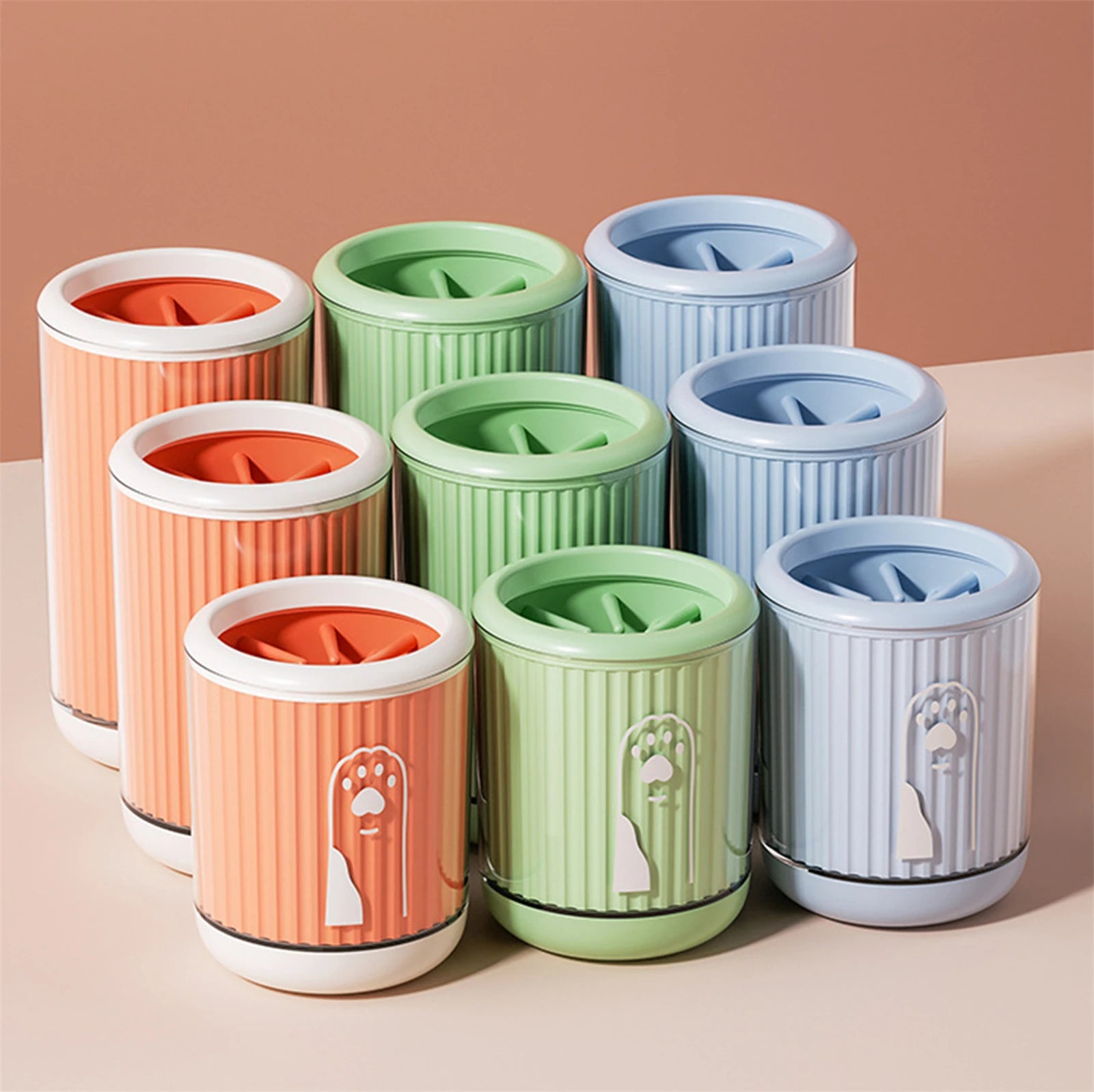 Showlu Smart General Pet Paw Cleaner Cup with water and brush for cleaning dogs' paws effectively.