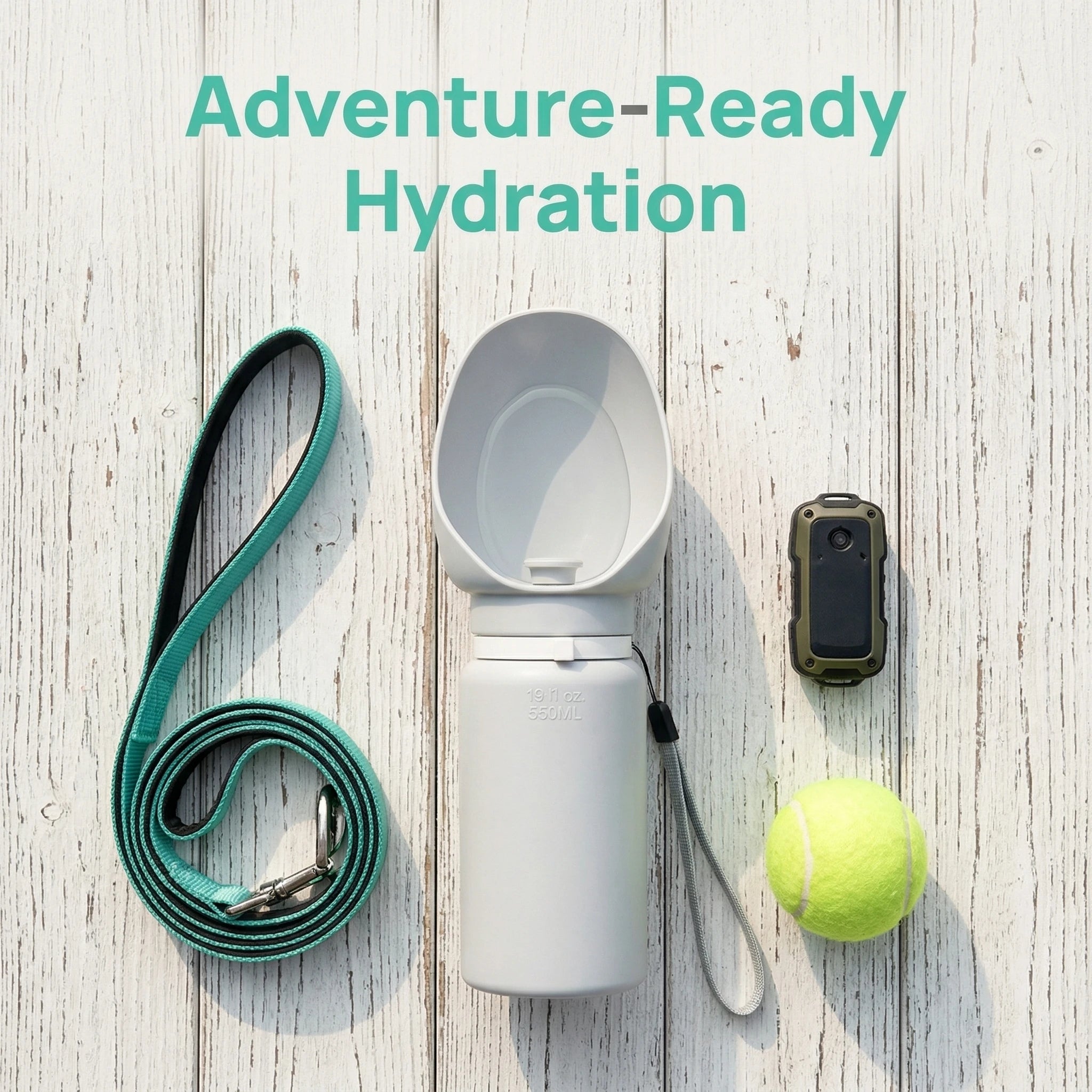 Showlu 550ml portable dog water bottle with collapsible silicone travel mug, ideal for pet hydration on the go
