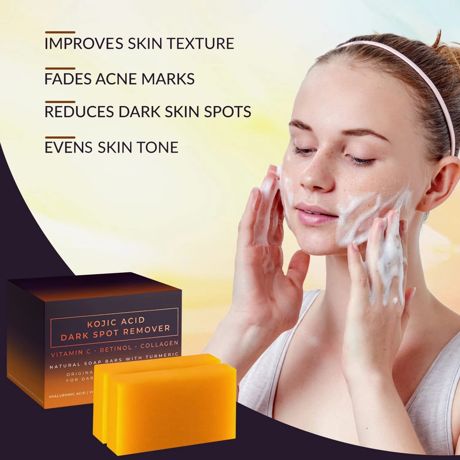 Handmade Kojic Acid dark spot remover whitening soap with deep cleansing and moisturizing for bright, clear skin.