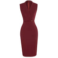 Showlu women's burgundy v-neck midi dress featuring a bodycon fit and wrap design, ideal for elegant parties and events.