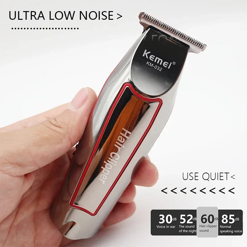 Showlu Smart KM-032 electric beard trimmer kit with silver hair clipper, featuring adjustable blades and ergonomic design.