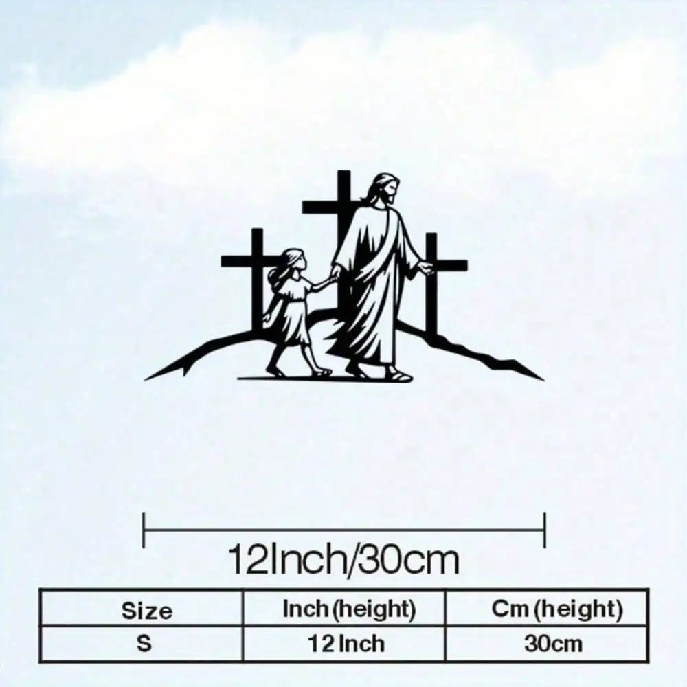 Rustproof Metal Jesus on Cross wall art, Christian home decor featuring detailed religious imagery, perfect for religious interior decoration
