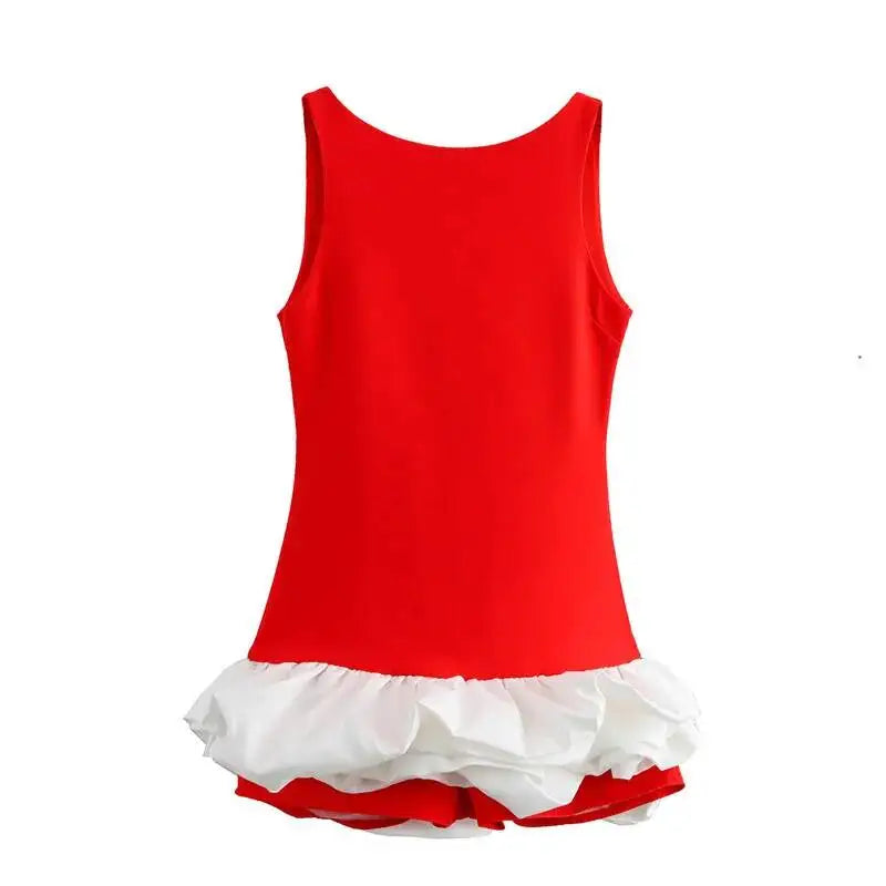 White women's short ruffle backless sleeveless bodycon mini dress, perfect for summer parties and casual events.