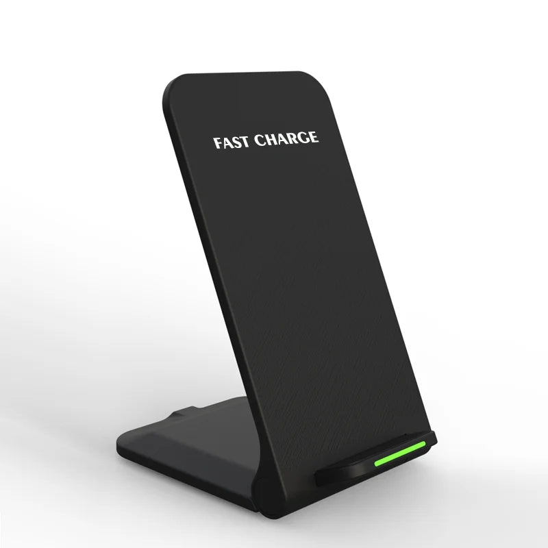 Showlu Smart General 30W fast wireless charging stand with a smartphone placed upright for quick charging.