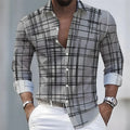 Men's long-sleeved striped shirt in spring/autumn style, casual European and American fashion, comfortable loose fit, Showlu Fashion.