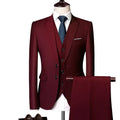 SHOWLU FASHION STORE men's 3-piece slim fit suit with solid design, ideal for business and wedding occasions, shown on a mannequin.