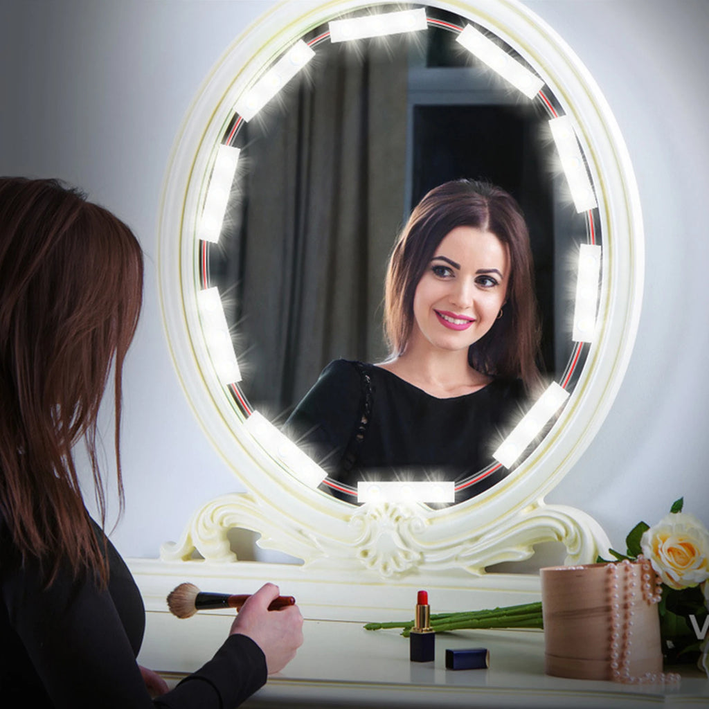Showlu Smart LED mirror backlight strip installed around a bathroom mirror, providing ambient lighting and modern decor.