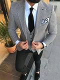Olive green men's 3-piece slim fit formal suit with notch lapel, shown by SHOWLU FASHION STORE. Includes jacket, vest, and trousers.