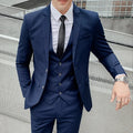 Men's 6XL suit with blazer, vest, and pants in solid color, casual yet professional, suitable for work, weddings, and outdoor events.