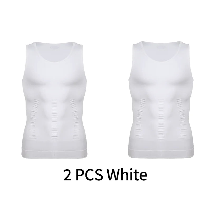 Men's compression vest from Showlu Fashion, sleeveless shapewear body shaper shirt with tummy control for gym and workout.