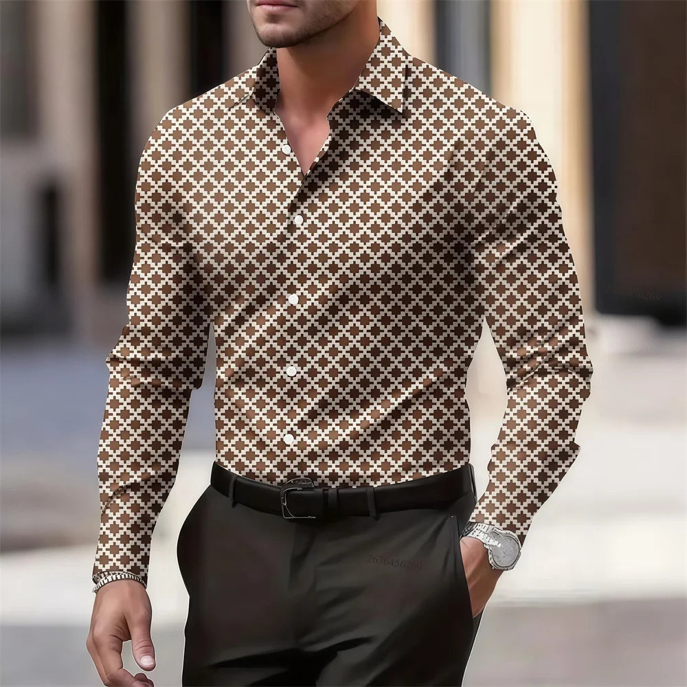 Men's summer retro plaid short sleeve Hawaiian shirt in 10 colors, casual luxury fashion by Showlu Fashion Store.