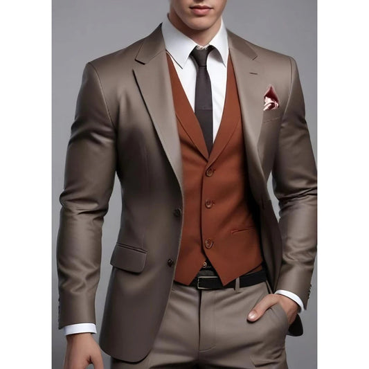 Fashion Men Suits Notch Lapel Single Breasted Full Sets Customized Made 3 Piece Jacket Pants Vest Wedding Costume Homme 2025 SHOWLU FASHION STORE