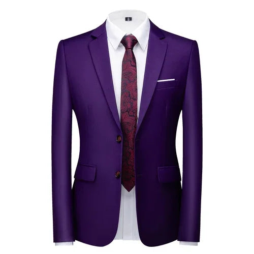 Men's slim fit 16-color suit jacket by Showlu Fashion, formal business blazer with casual options in big 6XL size.