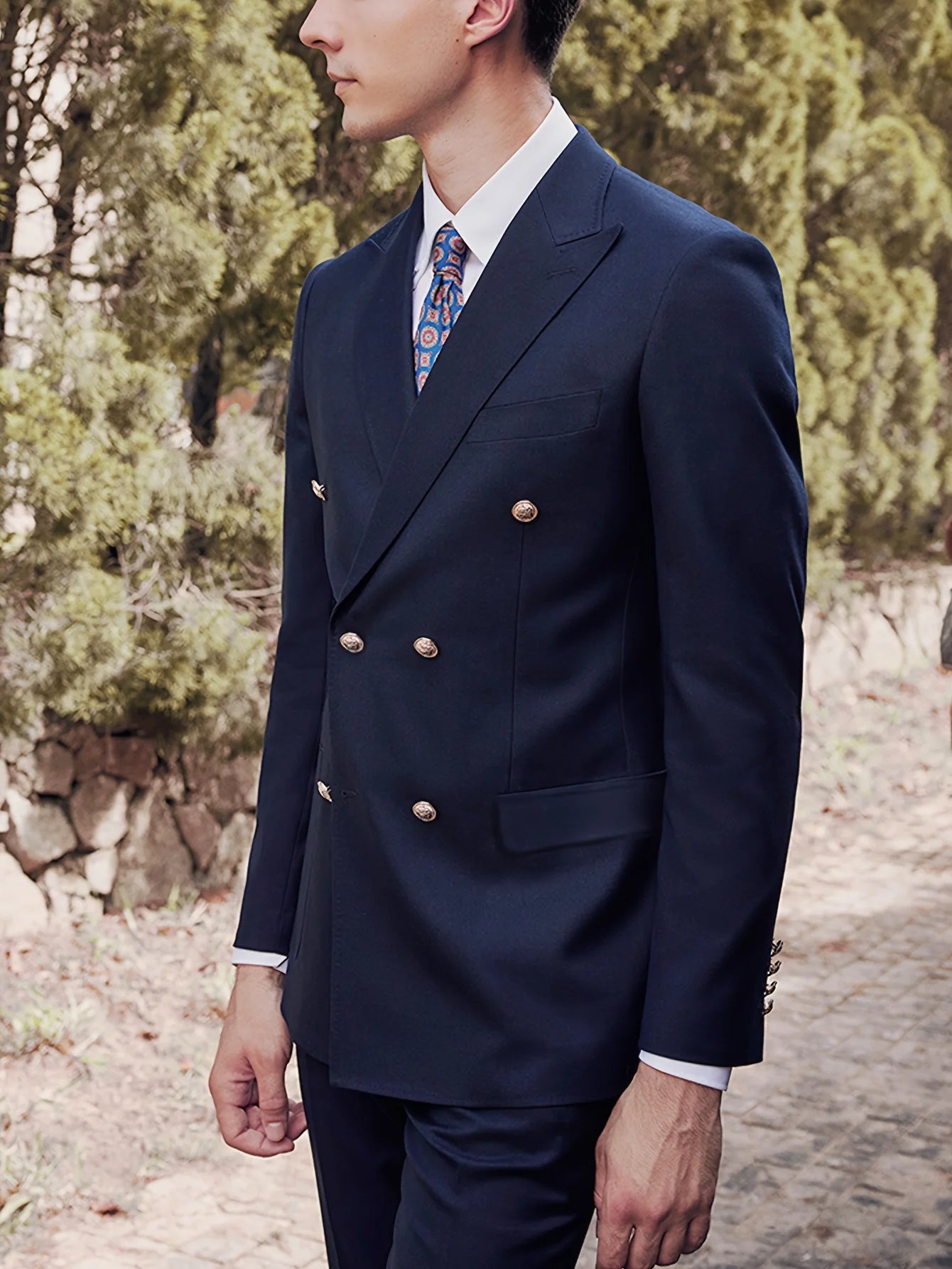 Elegant Men's Suits 2 Pcs Double-Breasted Suit Slim Fit Bridegroom Groomsmen Suit Male Formal Business (Jacket+Pants)