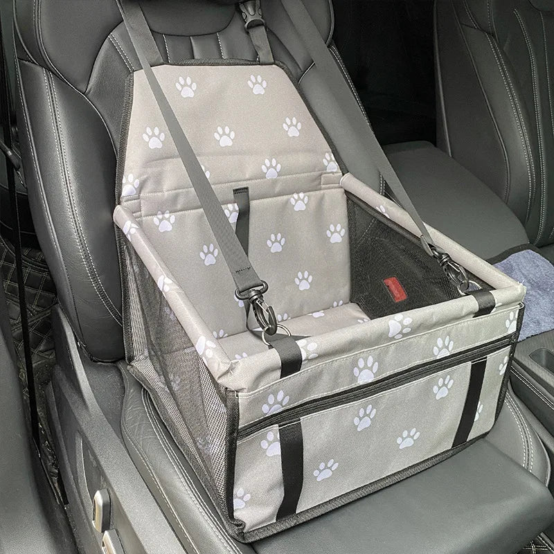 Breathable nylon dog car seat cover by Showlu Fashion Store, folding pet hammock with side flaps for vehicle protection and pet comfort.