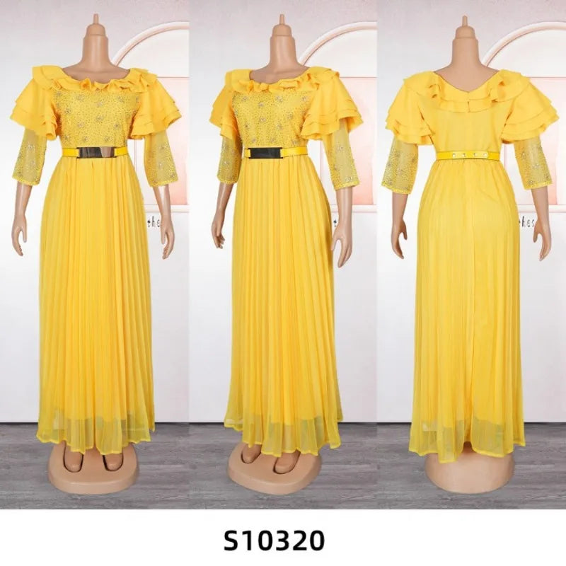 Party Evening Dresses For Women Long Sleeve Robe African Dashiki Crystal Outfits Wedding Birthday Prom Gown Dubai Turkey Kaftans SHOWLU FASHION STORE