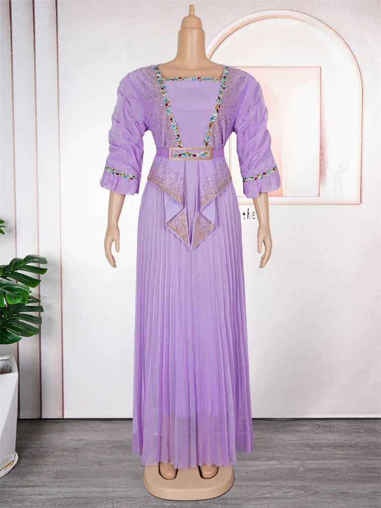 Showlu African Dashiki Ankara evening gown, women's kaftan party dress with vibrant traditional patterns and elegant flowy design.