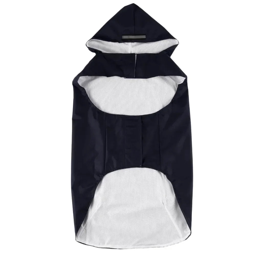 Reflective hooded waterproof dog raincoat by Showlu Fashion Store, suitable for all dog sizes, with adjustable fit and rain protection.