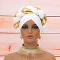 Big Braid Women's Turban Cap Elastic African Head Wraps Bonnet Lady Party Headpiece