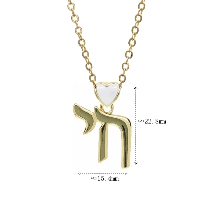 Copper Hebrew Chai pendant necklace with zircon accents, Jewish jewelry piece featuring a traditional Chai symbol, designed by Showlu Fashion.