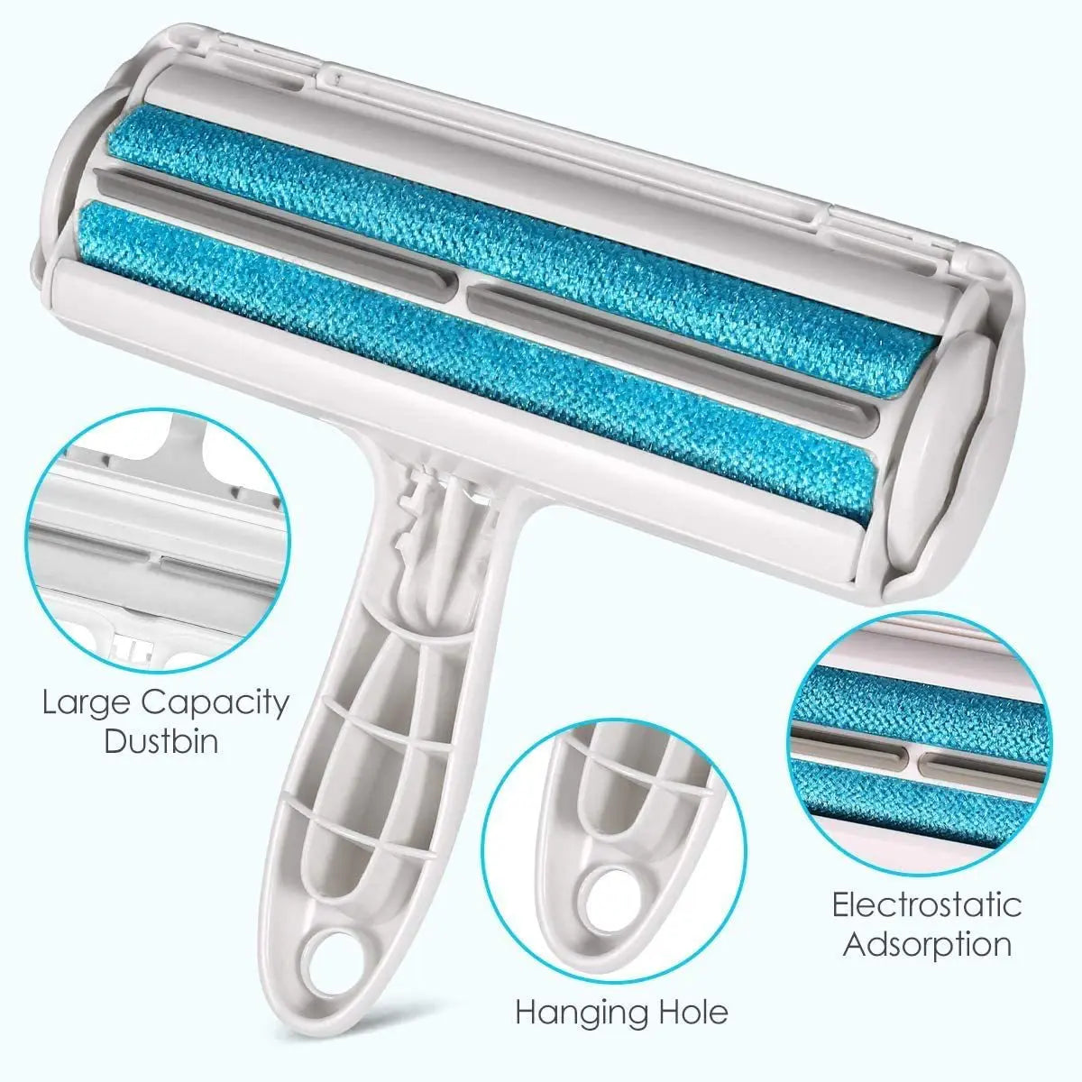 Showlu Smart General reusable pet hair lint remover roller with a handle and adhesive sheets for removing pet hair from clothing and furniture.
