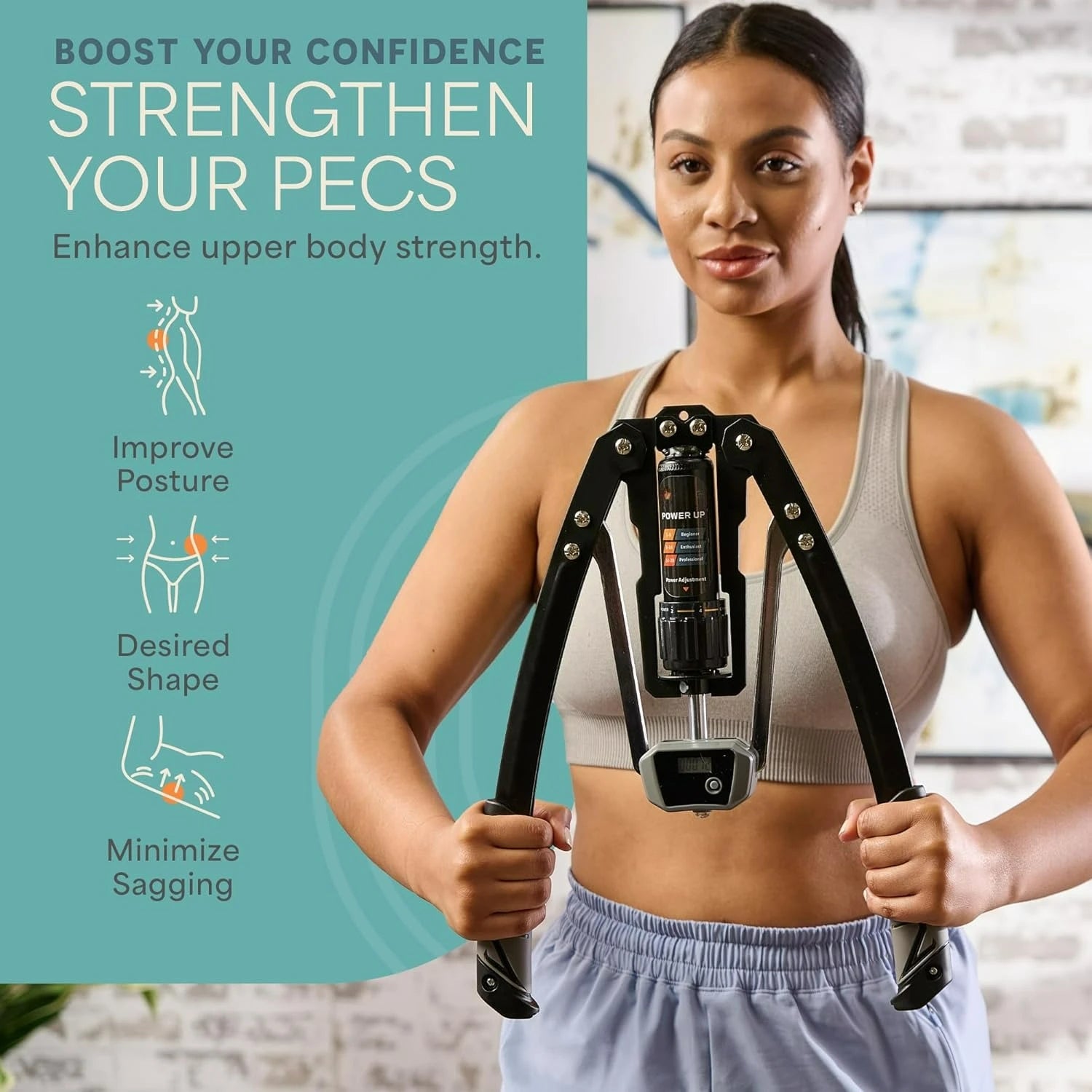 Showlu Hydraulic Chest Expander with adjustable resistance, arm trainer, and handles for strength training and muscle toning.