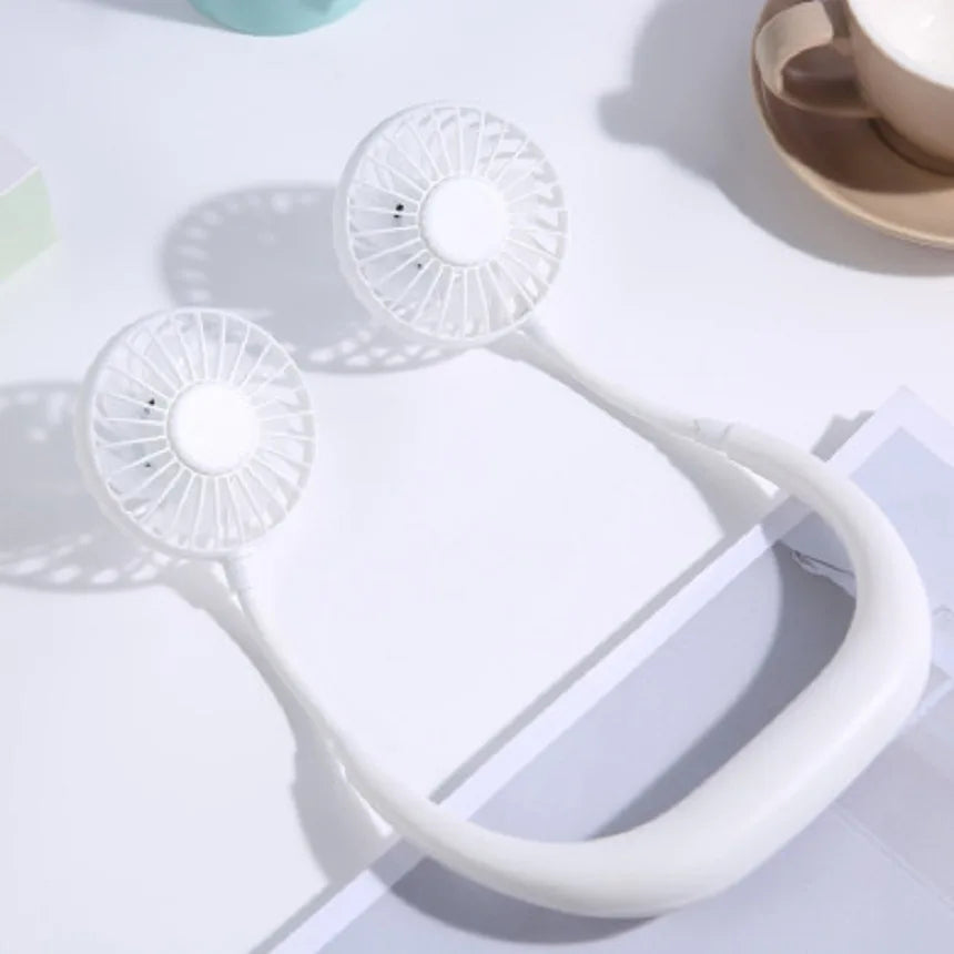 Portable Hanging Neck Fans USB Rechargeable Leafless Mini Air Cooling Fan Air Conditioner Wearable Neckband Fans