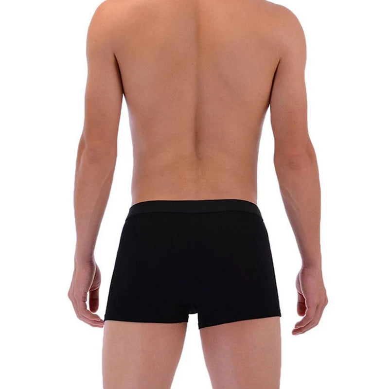 Men's bamboo boxer briefs by Showlu Fashion Store featuring breathable mesh pouch in a 4-pack, comfortable and eco-friendly underwear.