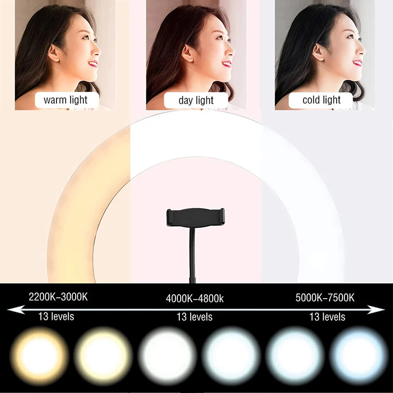 Showlu Smart General LED Ring Light with adjustable brightness and color temperature for professional photography and video lighting.