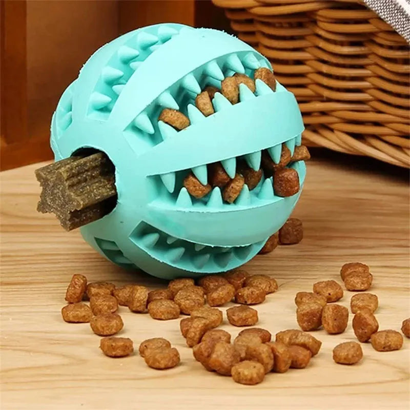 Showlu Smart General interactive rubber dog chew ball with treat dispenser and teeth cleaning features for puppies.