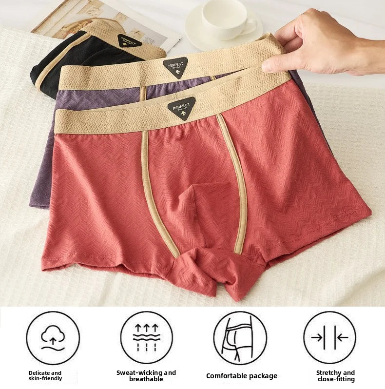 Men's 100% cotton boxer shorts from MAIMENGGO, antibacterial underwear, shown as a 3-pack in neutral colors.
