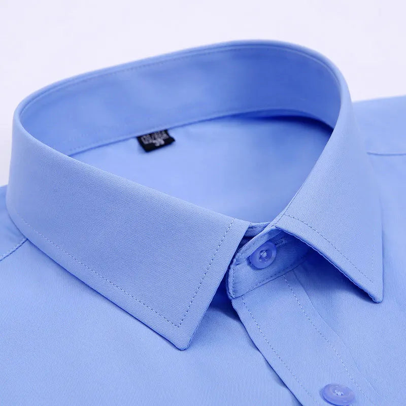 Men's striped long-sleeved spring shirt by Showlu Fashion, non-ironing, breathable, slim fit, business casual, comfortable.