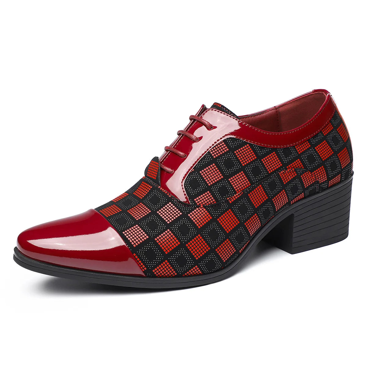 Men's British style checked leather dress shoes by Doefhom featuring casual and business-appropriate design with stylish details.