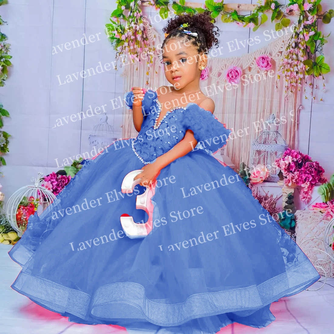 Red Kids Birthday Dresses For Girls Flower Girl Dresses Customized Pleated Ruffles Tiered Tulle Ball Gowns for Wedding