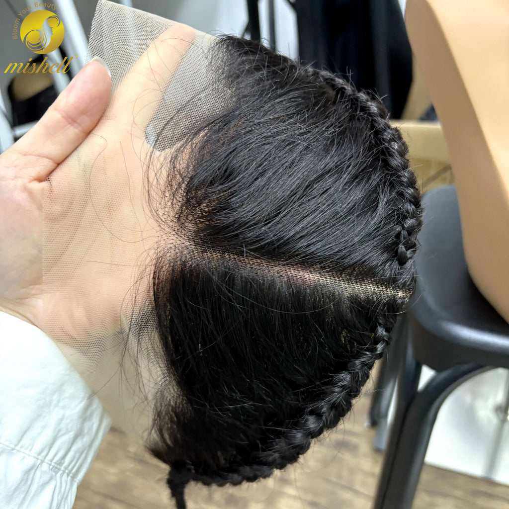Brazilian Remy hair lace frontal wig with 13x4 transparent lace, 10-inch braided style from SHOWLU FASHION STORE.