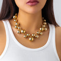 Exaggerated acrylic CCB big ball bead chain necklace for women, vintage chunky steampunk jewelry with a bold clavicle chain design