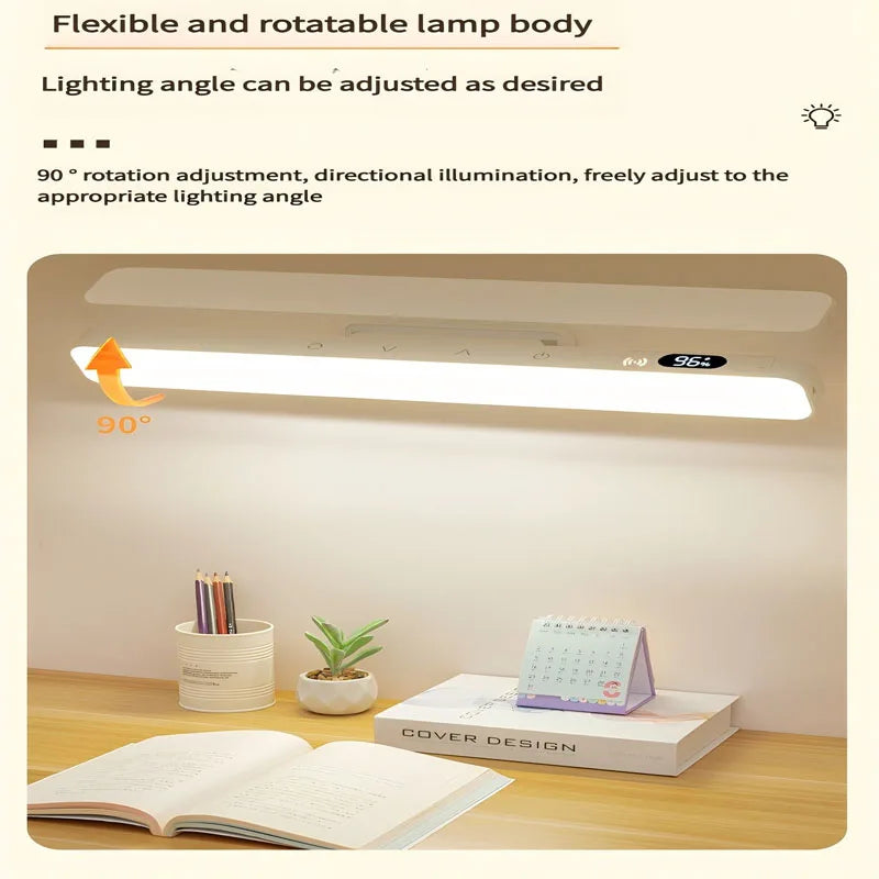 Rechargeable LED desk lamp by Showlu Smart General with touch control and magnetic reading light, ideal for desk or bedside use
