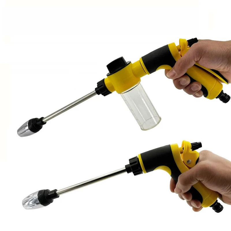 Showlu Smart General 25ft high-pressure washer hose coiled for use, designed for durable outdoor cleaning with a high-pressure connection.