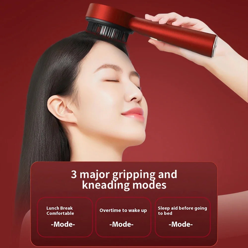 Red light scalp massager hair growth comb by Showlu Smart General with flexible bristles and ergonomic design for hair stimulation.