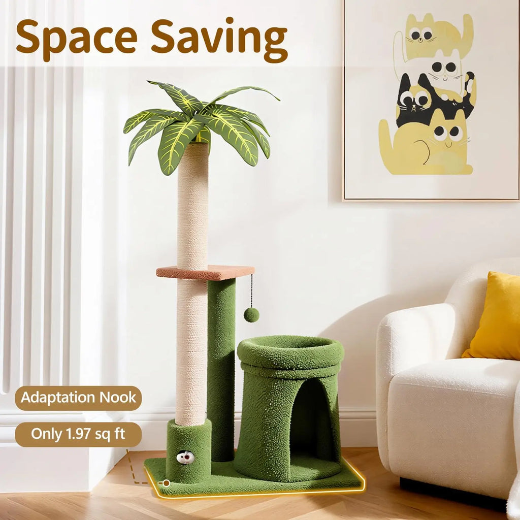 Showlu Fashion 41-inch cat tree tower with scratching post and cozy bed, featuring multiple platforms for climbing and lounging.