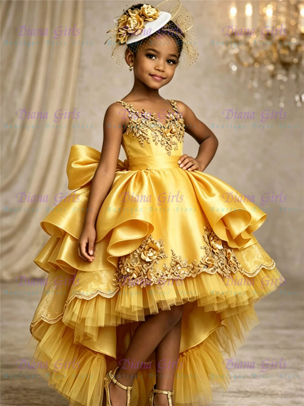 Lovely Quality Flower Girl Dress Blue Satin Fluffy For Girls Wedding Birthday Party Evening Baptism Gown Customizable Color Size