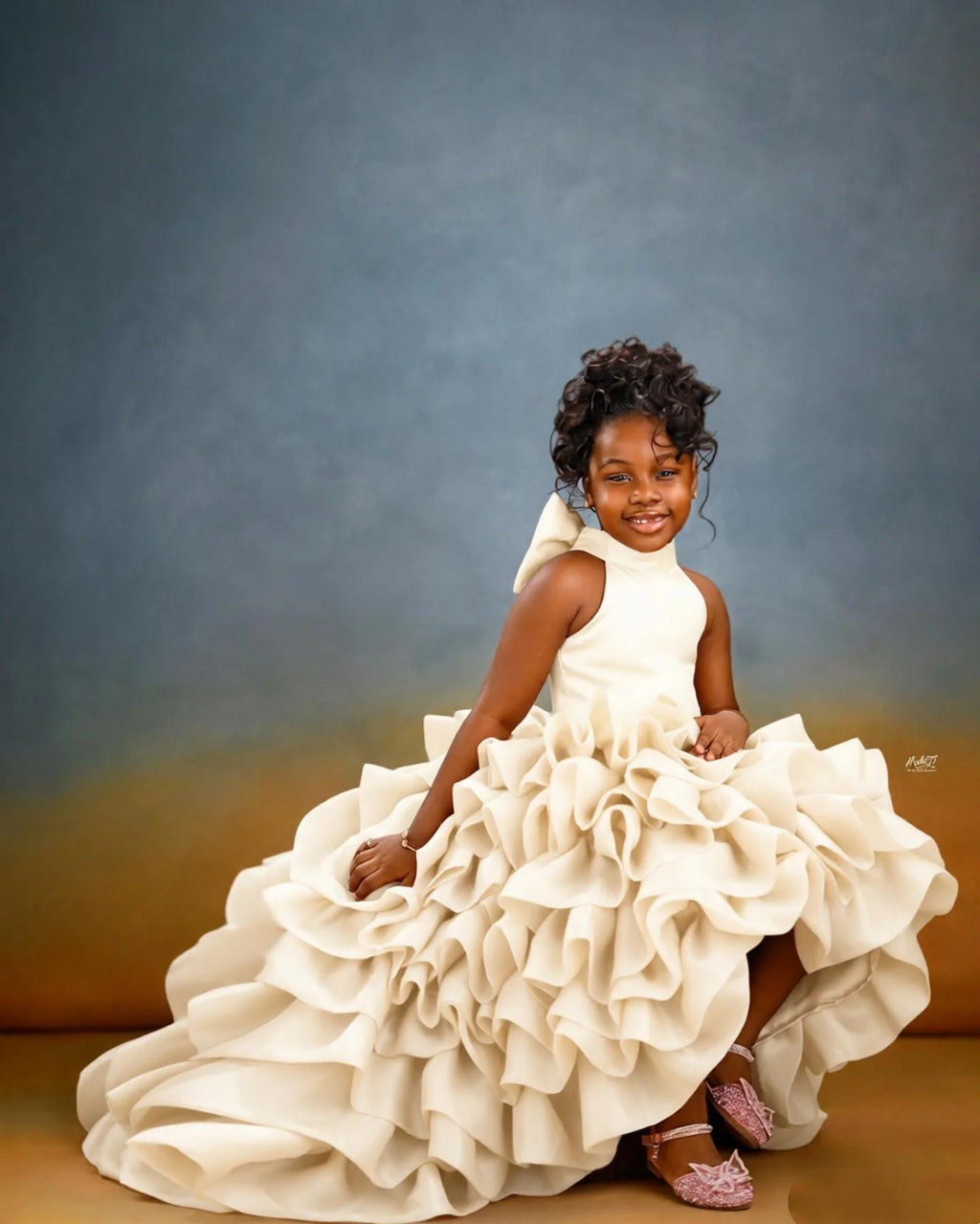 Pink High Low Flower Girl Dresses For Wedding Toddler Ruffles Birthday Party Photo Shoot Ball Gown Customized
