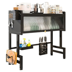 Multi Organizer Cabinet Steel Over The Sink Dish Drying Rack 3-Tier Utensil Cup Holder Large Over The Sink Dish Rack with Cover