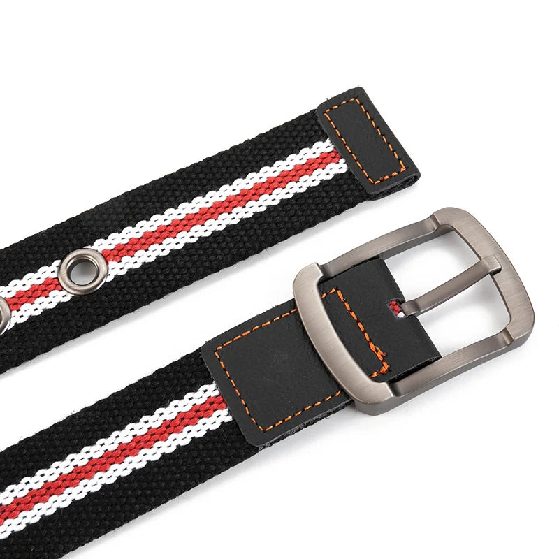 LUDIVIS Canvas Tactical Belt by Showlu Fashion, unisex high-quality canvas belt for casual jeans and outdoor wear, with metal buckle.