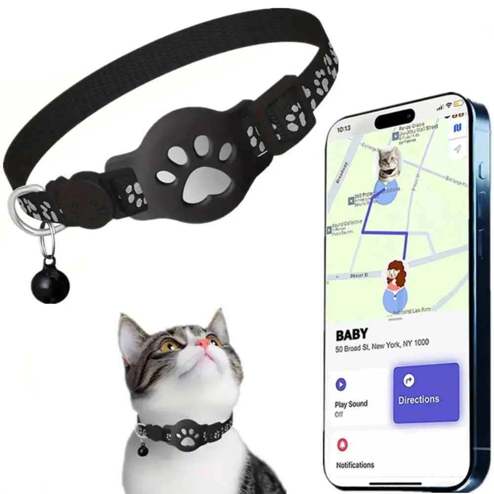 Showlu waterproof smart GPS cat collar with reflective strap and anti-lost tracker, designed for safety and visibility.