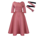 Elegant SHOWLU Women's A-Line party dress in mid-calf length, perfect for weddings and special occasions, showcased on a model.