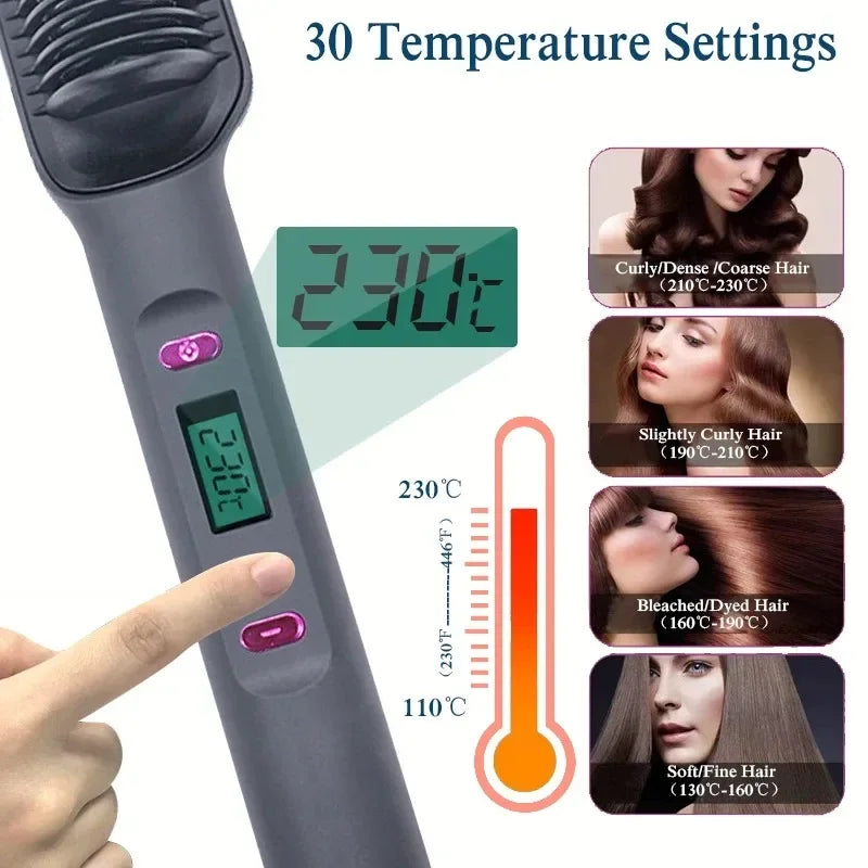 Showlu Smart General electric hair straightener comb with fast heat up to 220°C, featuring a sleek design and ceramic plates.