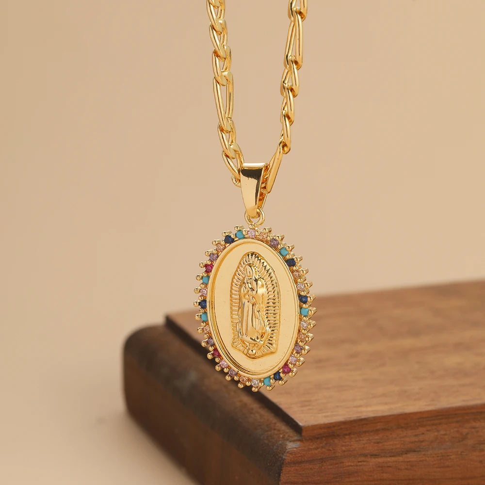 Colorful zircon necklace by Showlu Fashion Store featuring a versatile, luxurious Madonna-inspired design, lightweight and fashionable.