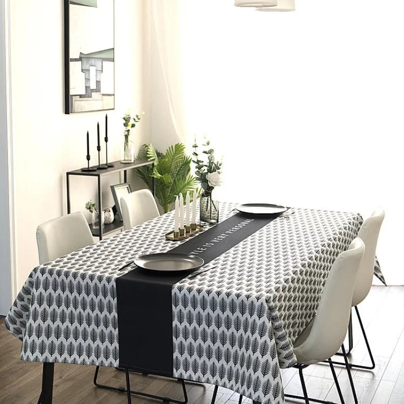 Showlu Fashion Store Nordic simplicity rectangular tablecloth for dining and party tables, featuring elegant printed design.