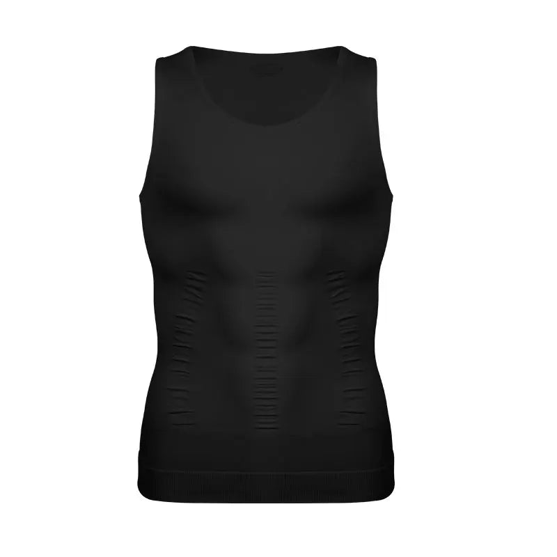 Men's compression vest by Showlu Fashion, sleeveless shapewear shirt with tummy control, designed for slimming and workout support.